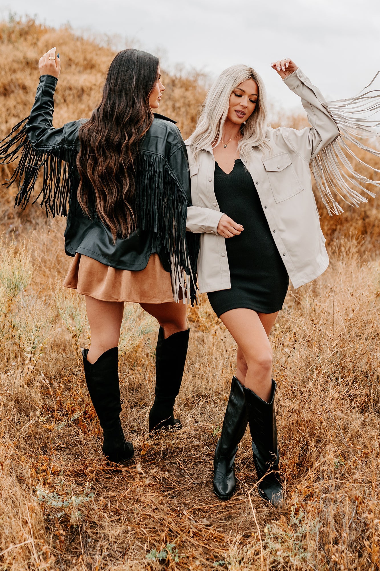 Wild West Whimsy Fringe Faux Leather Jacket (Cream)