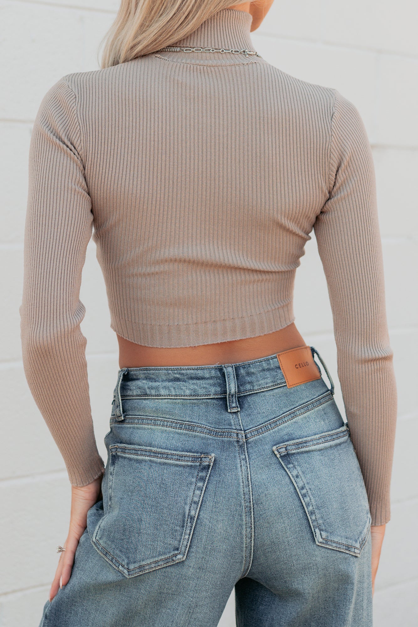 Simply Divine Ribbed Turtle Neck Crop Top (Ash)