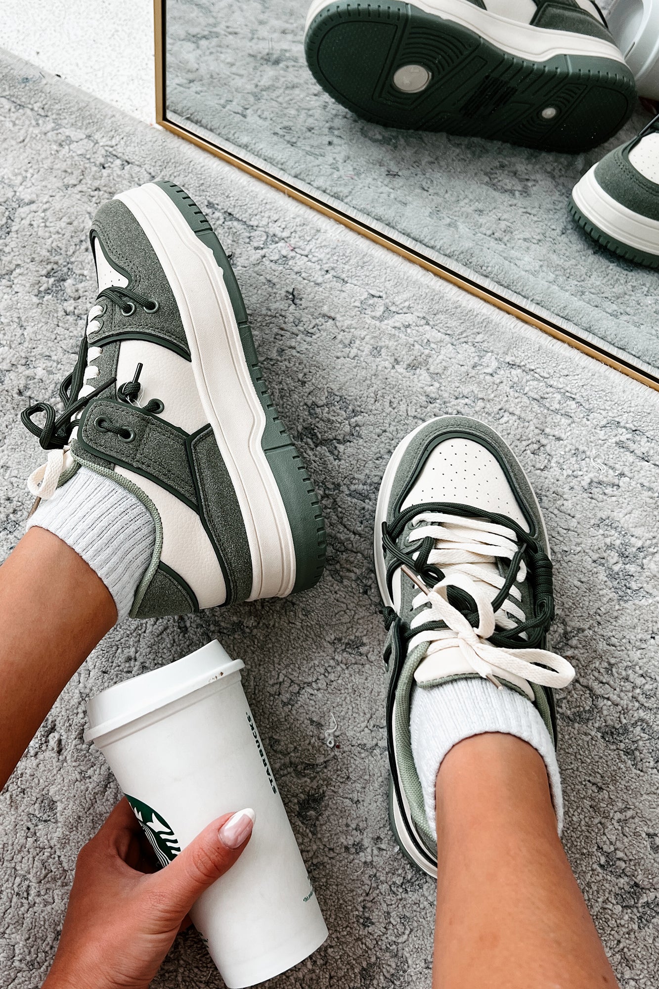 Two Way Street Platform Sneakers (Olive)