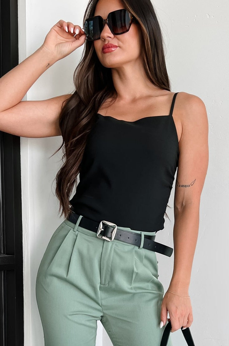 Posh Potential Square Neck Tank Top (Black)