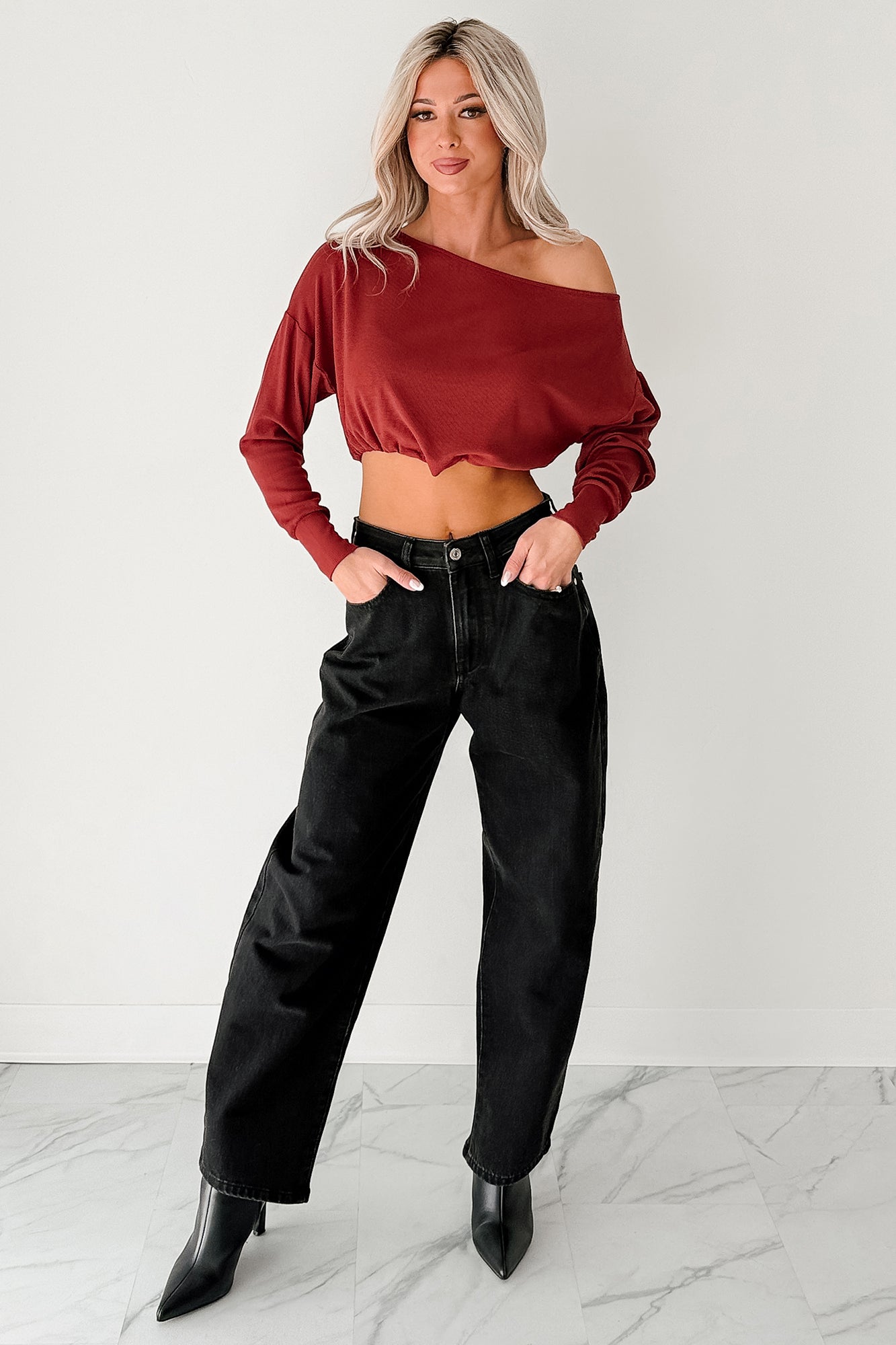 Sophia High Rise Judy Blue Washed Barrel Jeans (Black)
