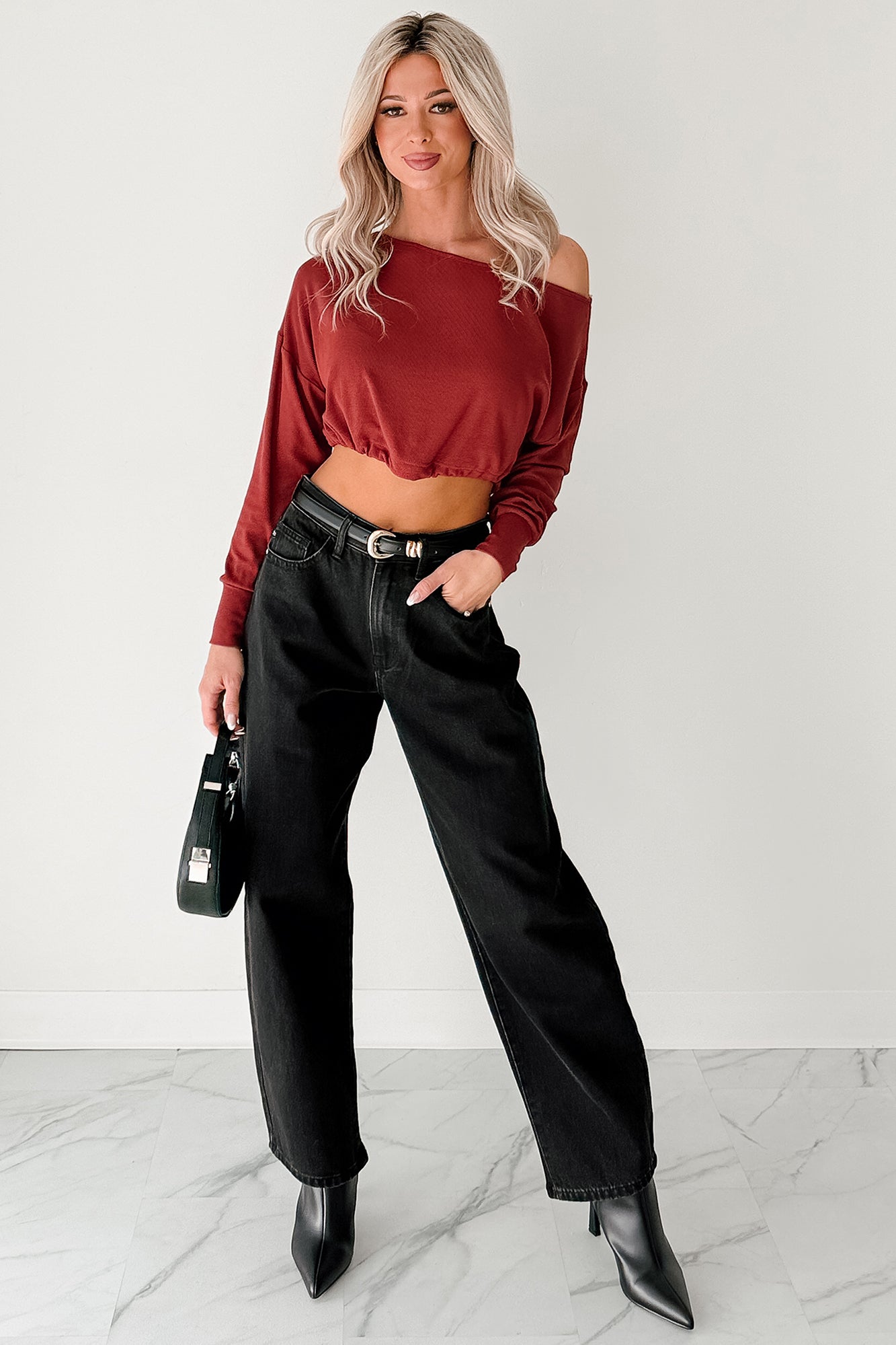 Sophia High Rise Judy Blue Washed Barrel Jeans (Black)