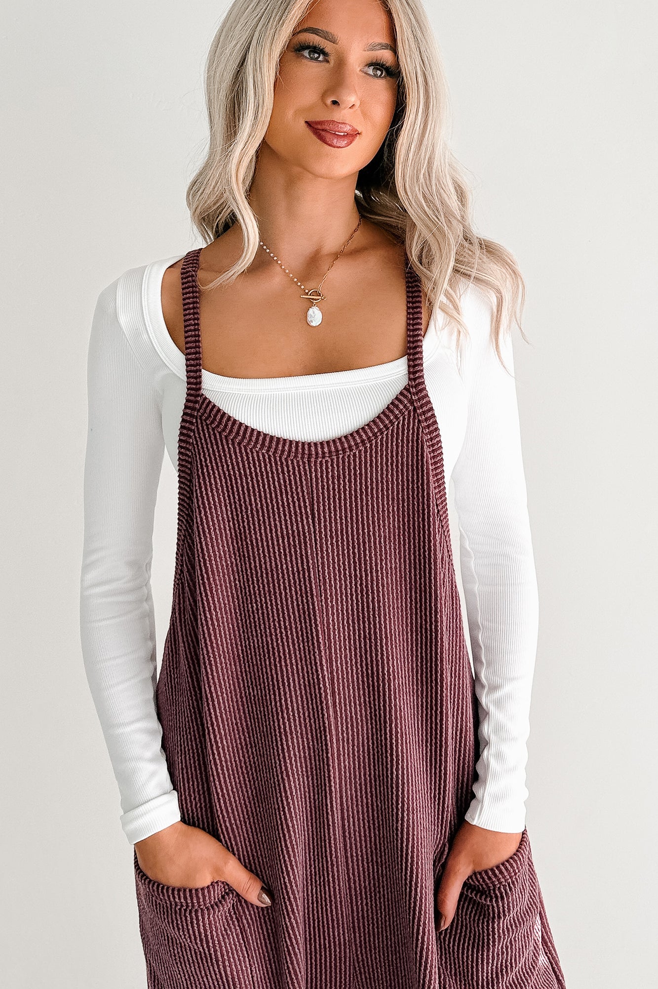 Sweet Crush Ribbed Sleeveless Jumpsuit (Maroon)