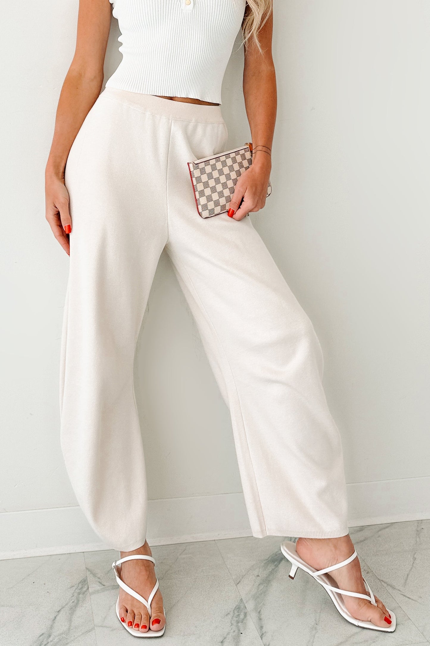 Soft Launch Era Knitted Barrel Pants (Cream)