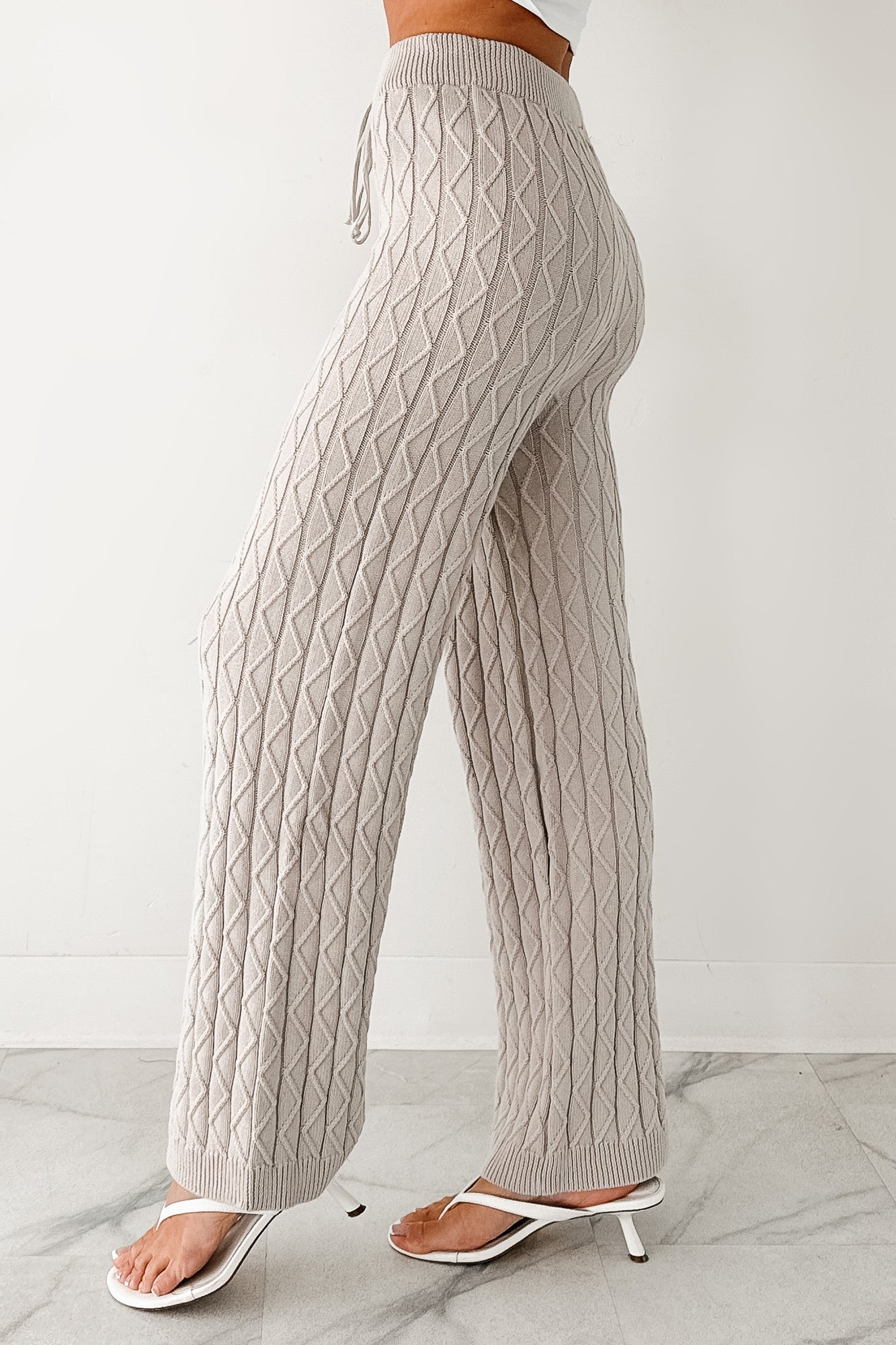 Taking To Heart Cable Knit Fore Pants (Taupe Grey)