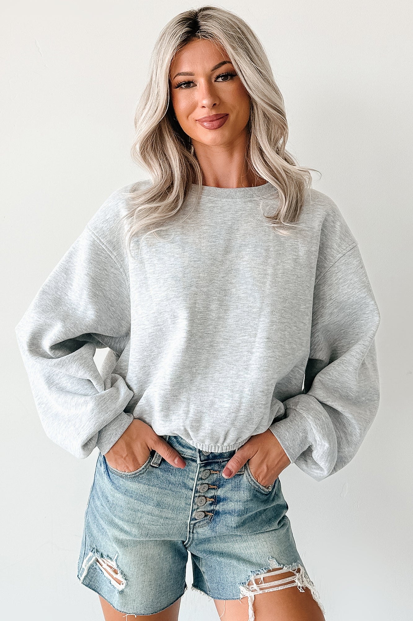 Right At Home Elastic Hem Sweatshirt (Heather Gray)