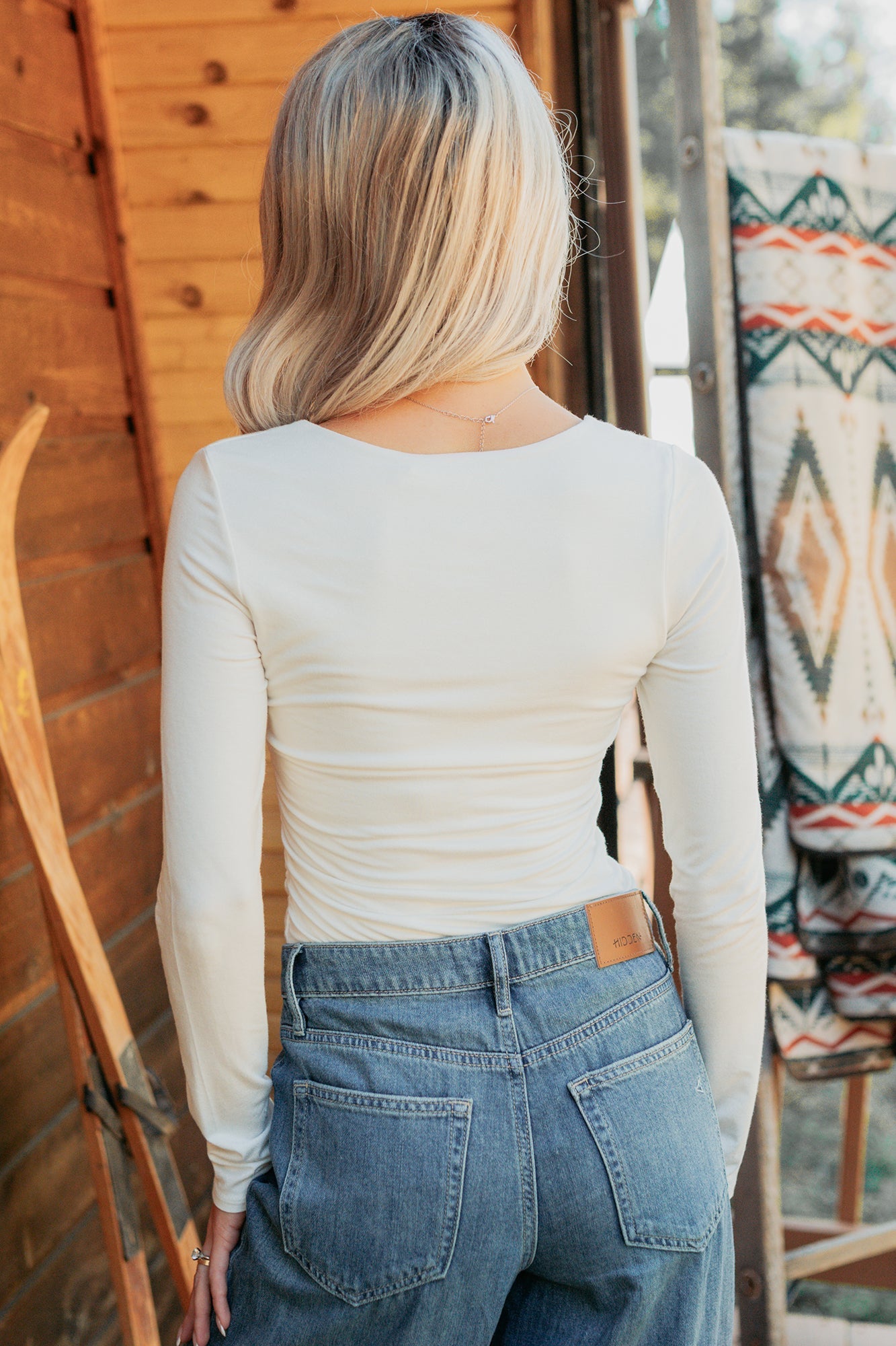 Unsaid Things Long Sleeve V Neck Top (Ivory)