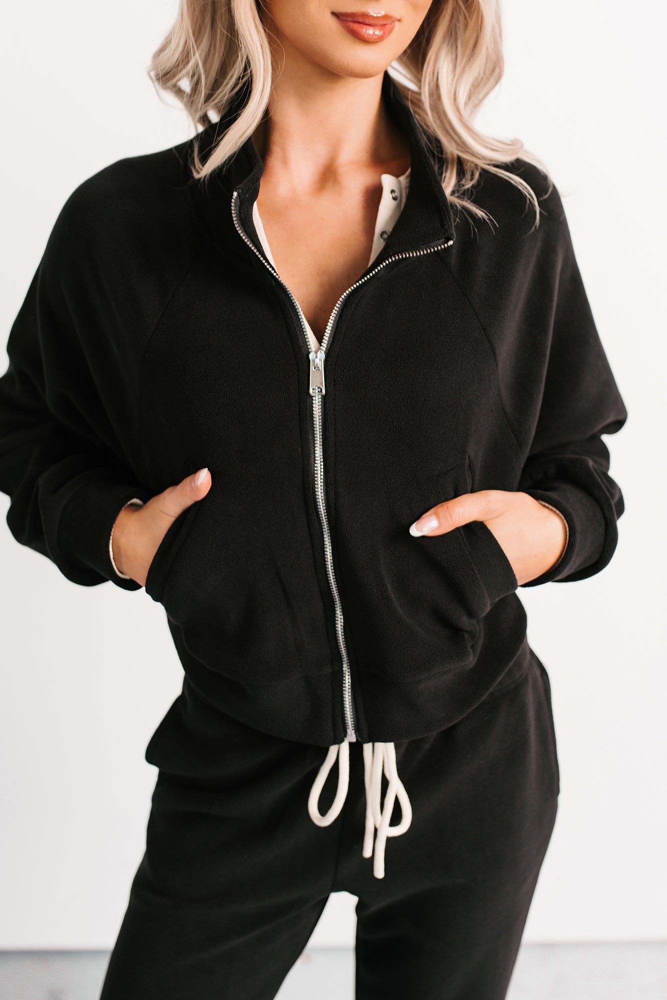 On The Field Fleece High Neck Track Jacket (Black)