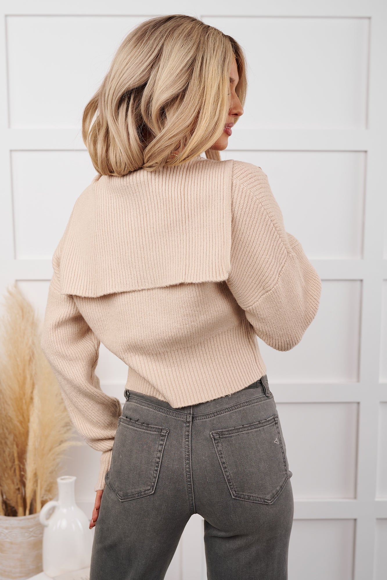 Warm As Wool Collared Cable Knit Jacket (Oatmeal)