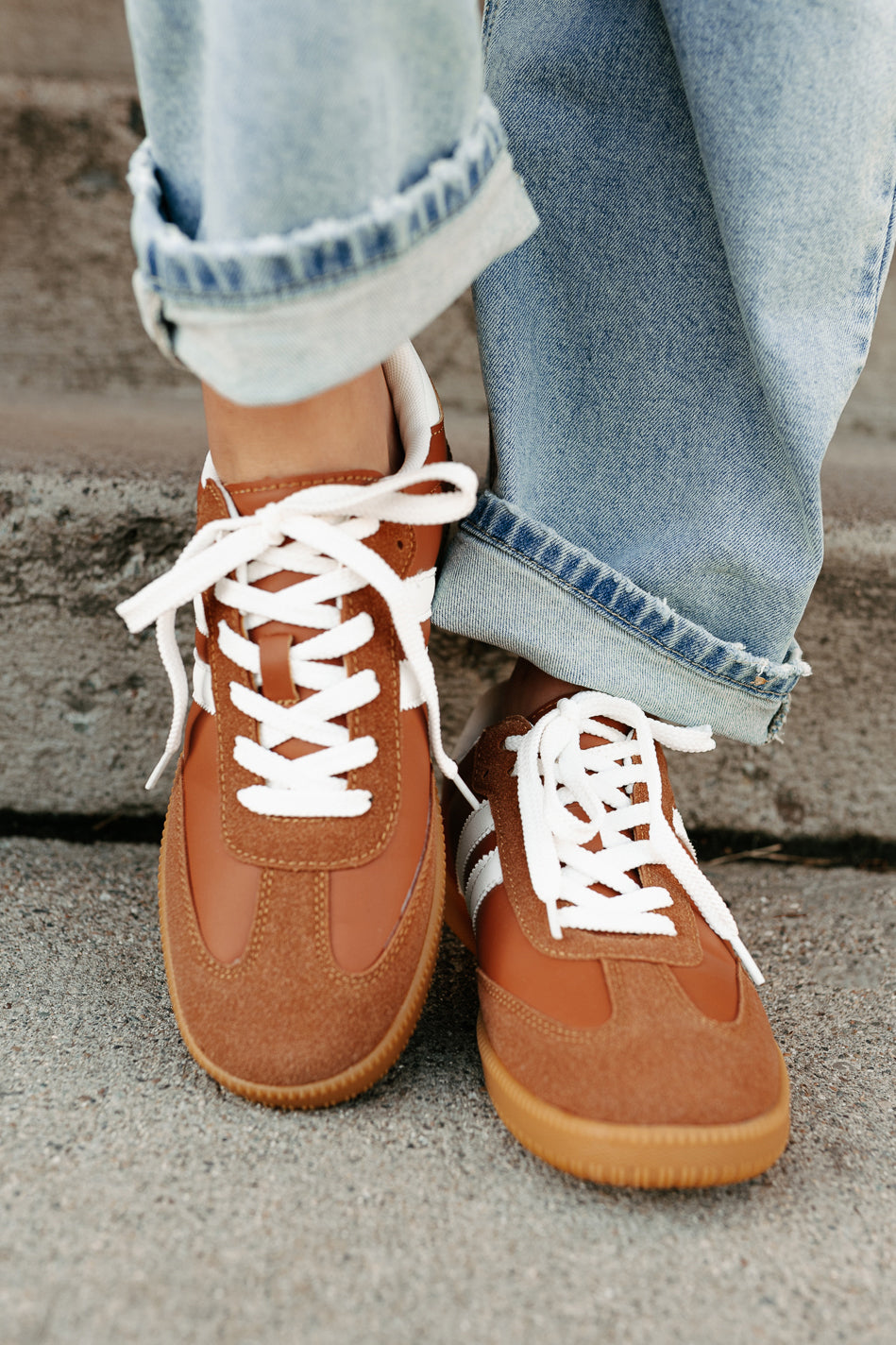 Vibes In Motion Lace-Up Platform Sneakers (Camel)